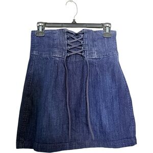 Express Dark Blue Lace-Up A-Line Denim Skirt